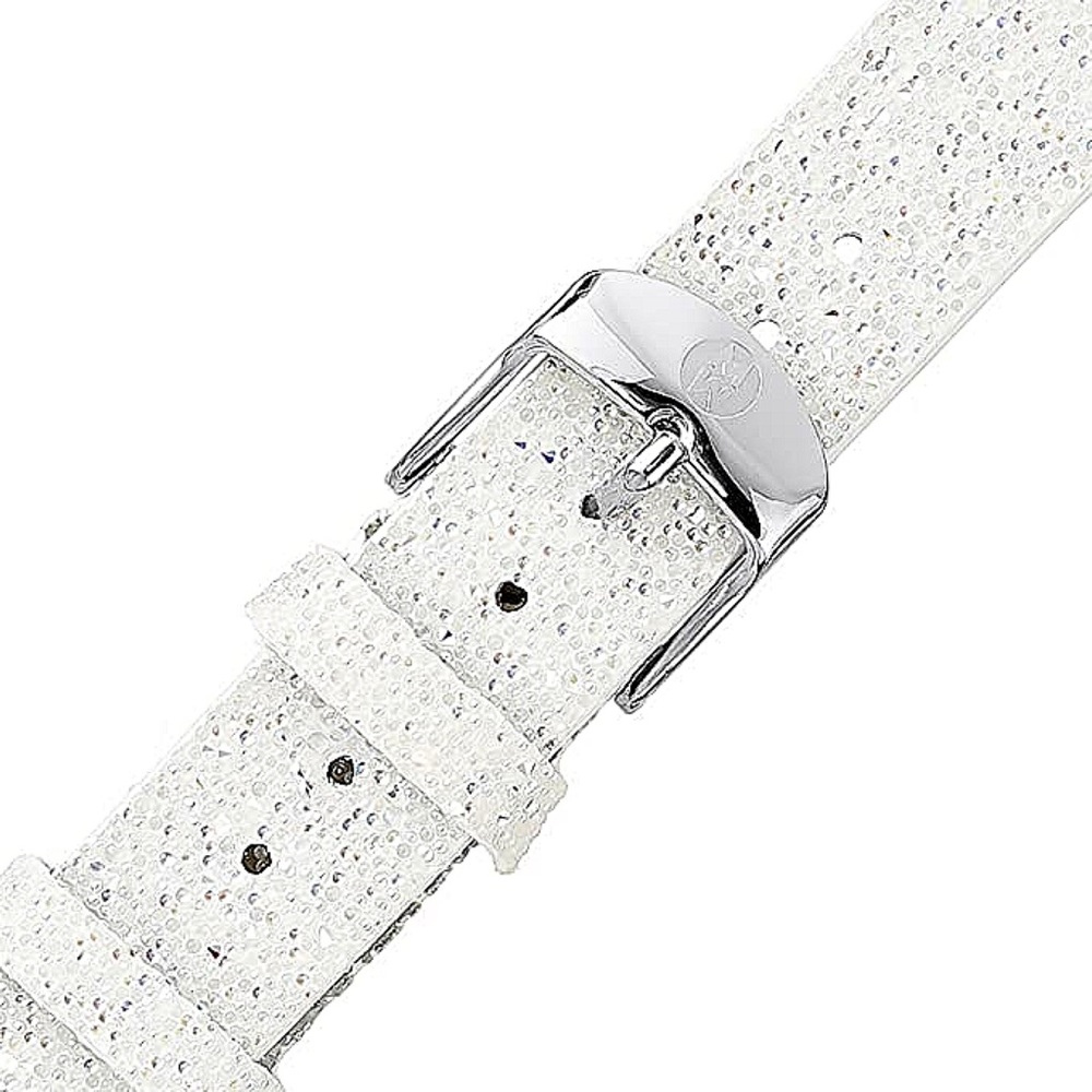 MICHELE | White Crystal 16mm Leather Watch Band - Picture 3 of 9